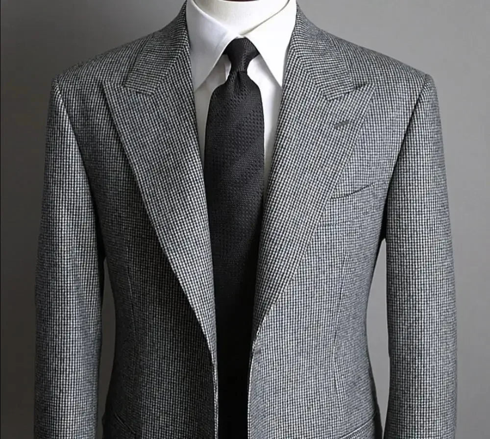 Men Fashion Latest Design Black and White Plaid Coat Pant Men Suit
