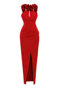 Red Color Women Sexy Off the Shoulder Florals Bodycon Long Bandage Dress Wedding Party Mermaid Celebrate Outfit Vestido Red
