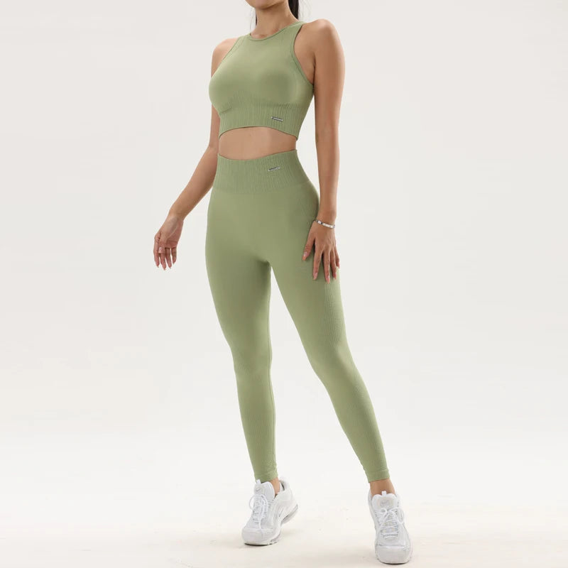 Yoga -Kleidung Set Frauen hohe taillierte Leggings und obere zweiteilige nahtlose Fitness -Übungskleidung Fitness Training Unterwäsche