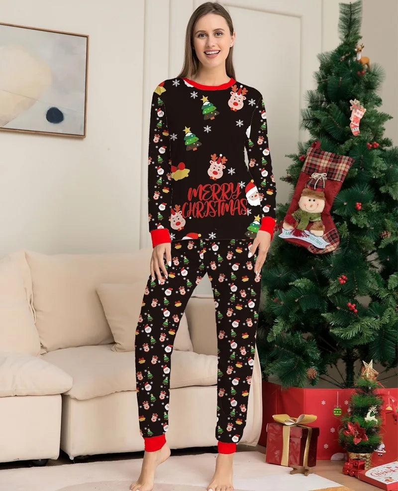 Christmas Family Matching Pajamas Outfits Adult And Kids Xmas Sleepwear Sets Print Tops+Pants 2 PCS Baby Boys Girls Romper