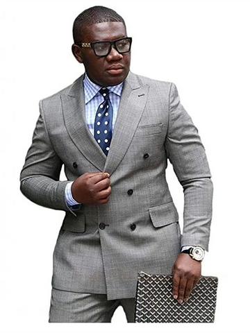 2 Piece Light Gray Men Business Formal Occasion Tuxedos Groom Groomsman Wedding Party Prom Male Suit Set Blazer Pants