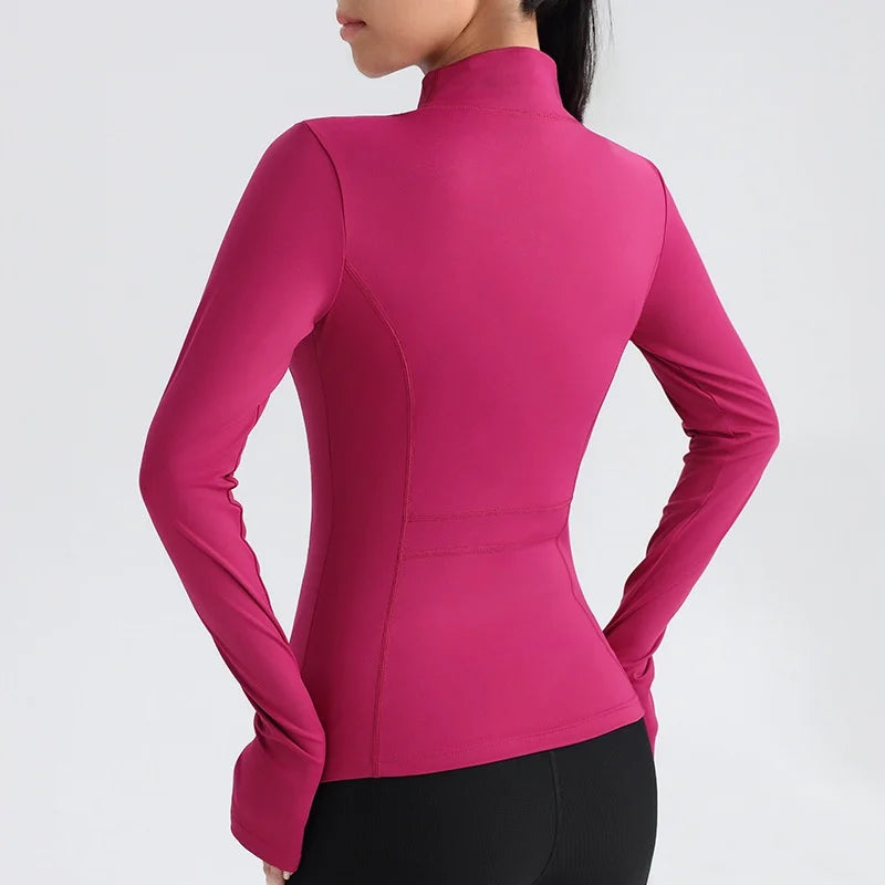 Nuova popolare giacca fitness con cerniera di moda per yoga garza di fitness rapido asciugatura da yoga camicia sportiva sport anti-vincoli di abbigliamento sportivo yoga