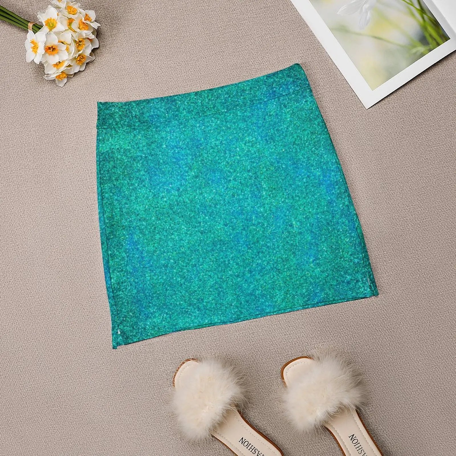 Turquoise Blue Green Mermaid Stardust Light Proof Trouser Skirt luxury clothes women Sexy mini skirt summer skirts