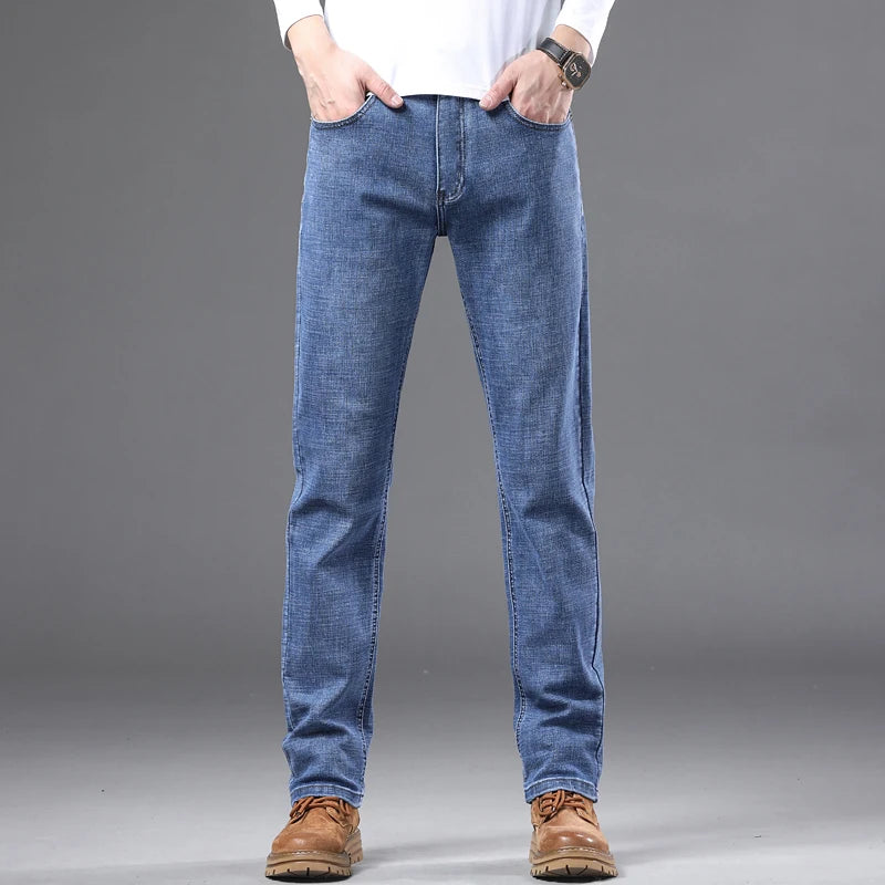 New Business Straight Jeans Men's Spring Summer Thin Fashion Classic Straight Slim Denim Pants Comfortable Brand Male Clothing