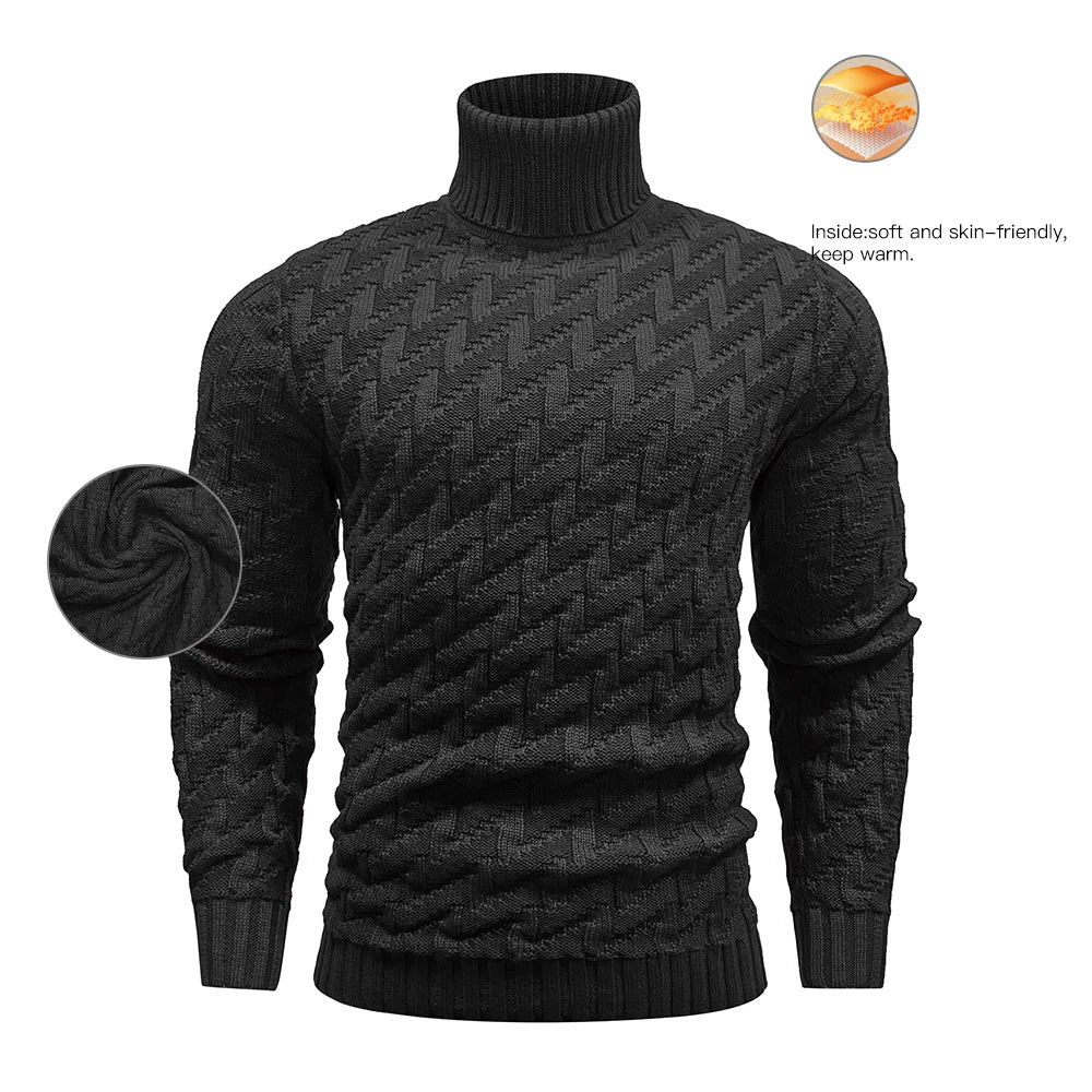 Men's Sweater Spring High Collar Pullover Sweater Mock Neck Lightweight Casual Fashion Knitted Soft Sweater US Size