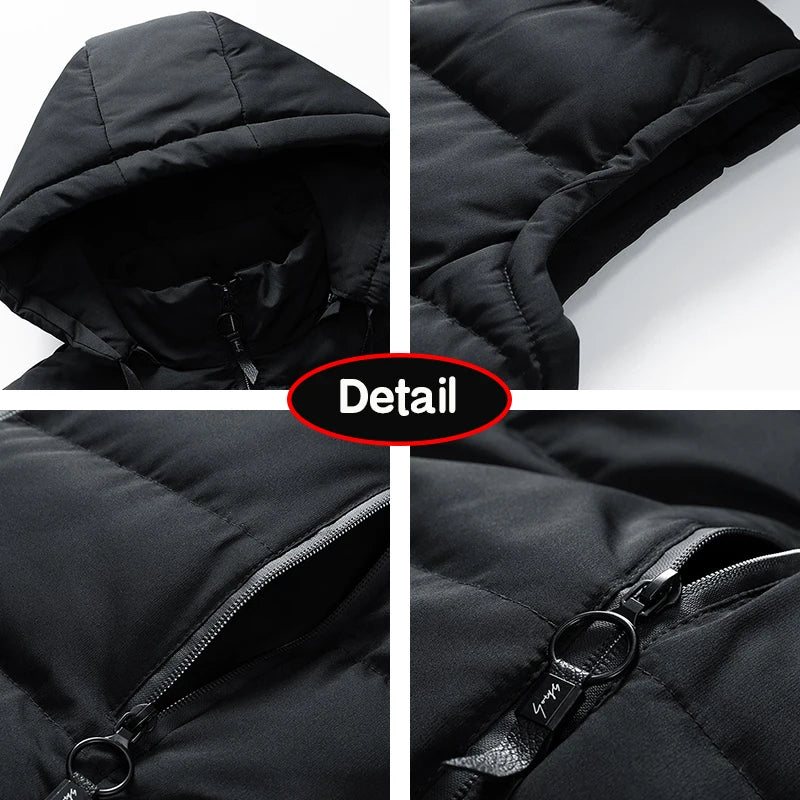 Men Autumn Sleeveless Outdoors Casual Solid Warm Vest Men Winter Detachable Hooded Fleece Pocket Zipper Fashion Vest Male Coat