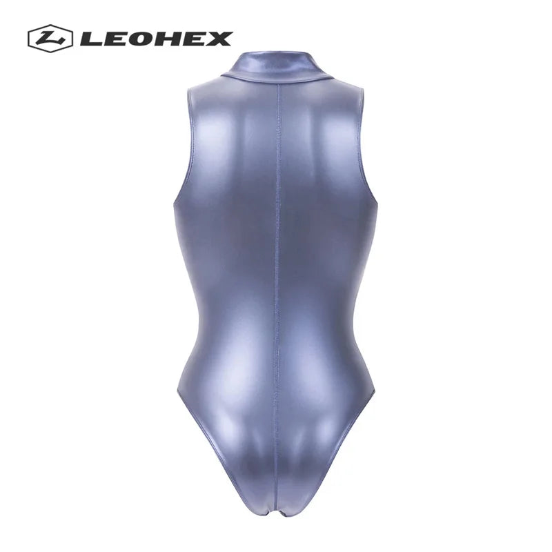 Leohex sexy opaco opaco branco body senza maniche per body ad un pezzo da bagno con costumi da bagno con costumi da bagno giapponesi