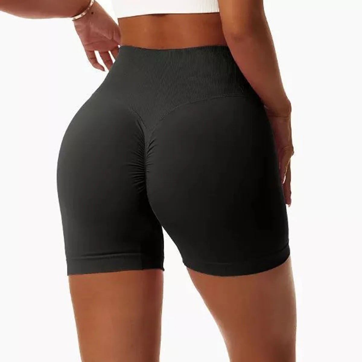 Stoureg Summer V-Waist Yoga Sport Shorts for Women, Peach Hip Sports Triple Biker Biker Allenamento Allenamento abbigliamento Shorts senza soluzione di continuità