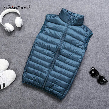 Schinteon 90% White Duck Down Men Vest Gielt Casual Waistcoat Spring Autumn Light Down Jacket Male