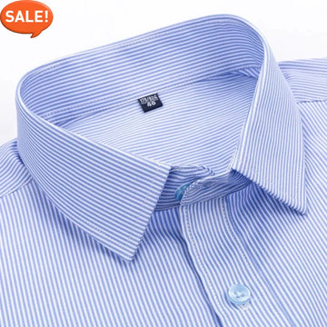 Men‘s Short Sleeve Shirt Business Casual Classic Plaid Striped Checked Male Social Dress Shirts Blue Purple 6XL Plus Large Size