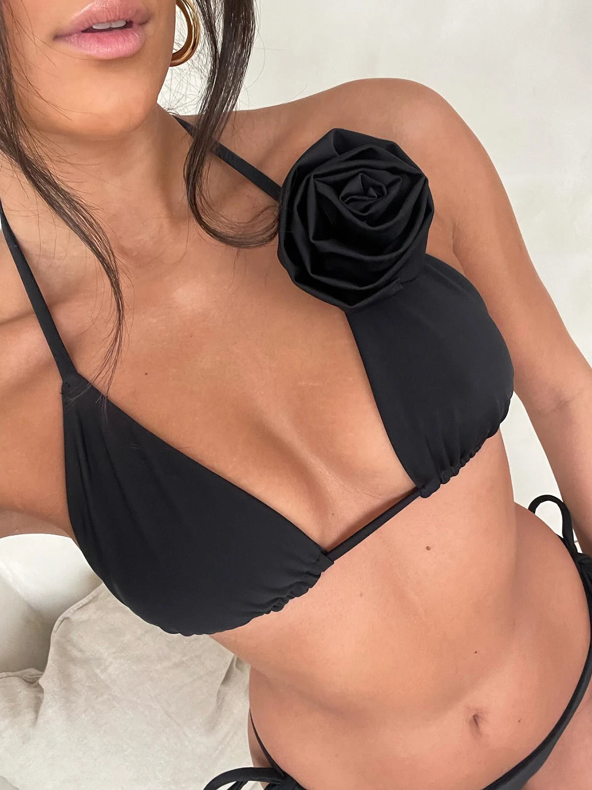 3 piezas Bikini Mujeres traje de baño 2024 Trazo de natación de flores de traje de baño femenino