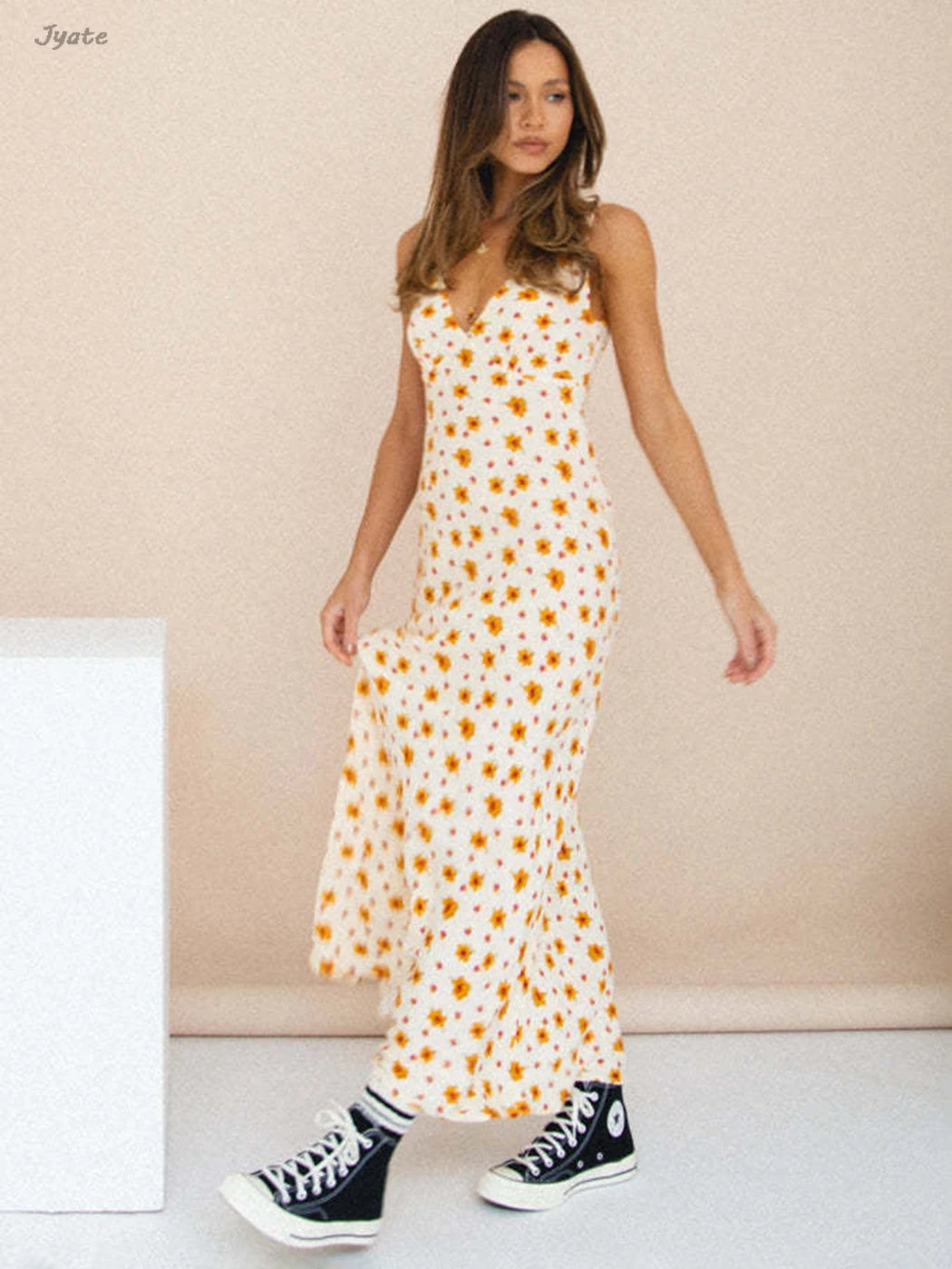 Robe longue à imprimé floral