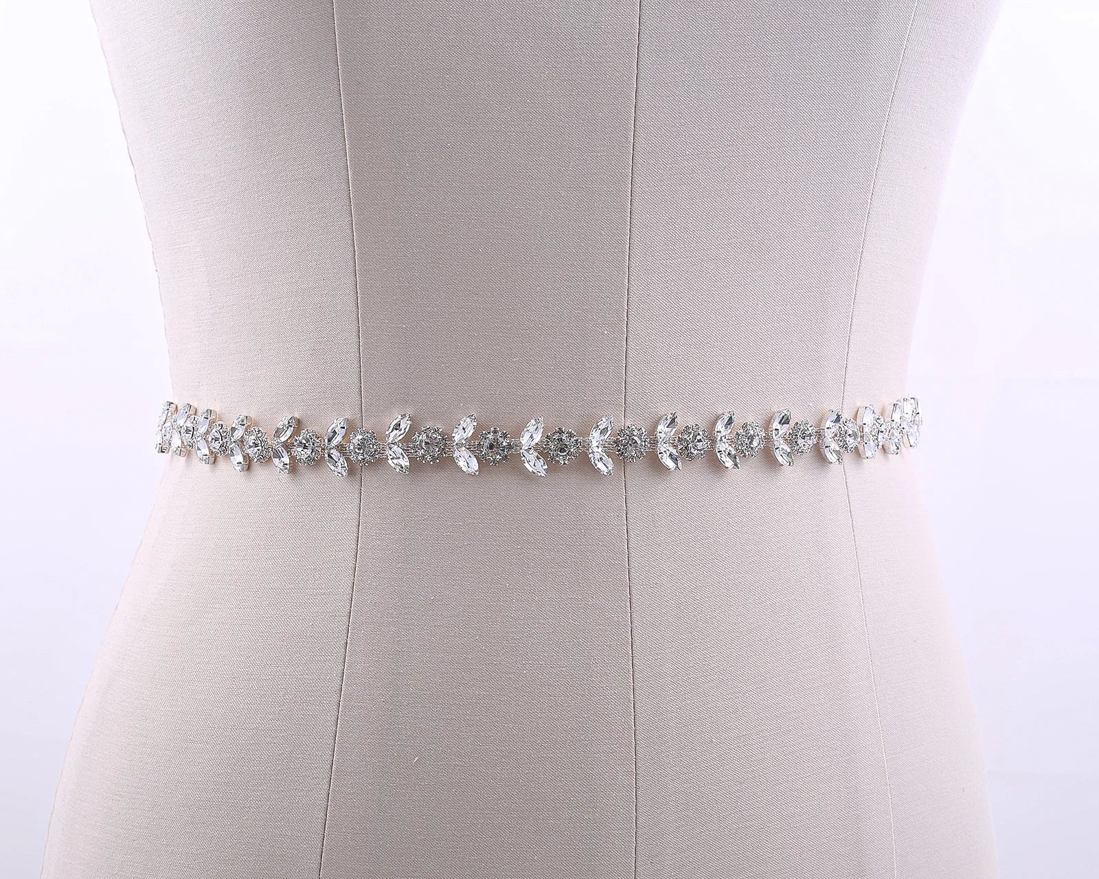 NZUK Crystal Bridal Belt Rhinestones Bridal Sash Sliver Wedding Dress Belt  Bridal Dress Belt  for Dresses Wedding Gown