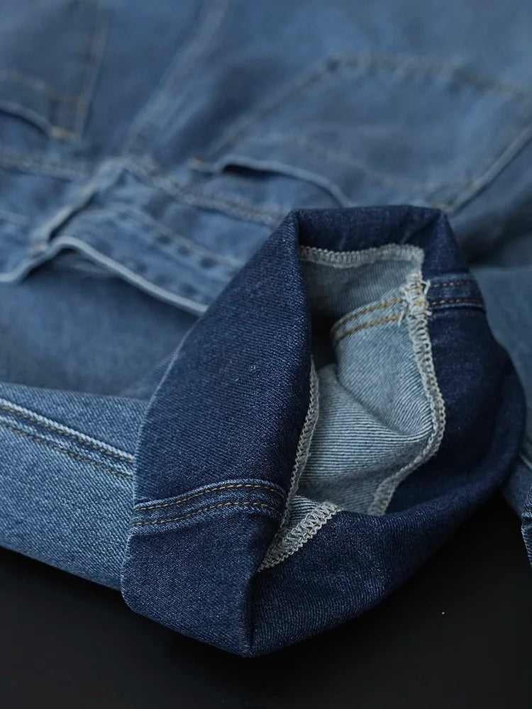 [LANMREM] jeans lavados vintage para calças de rua larga da cintura larga da cintura larga Fashion