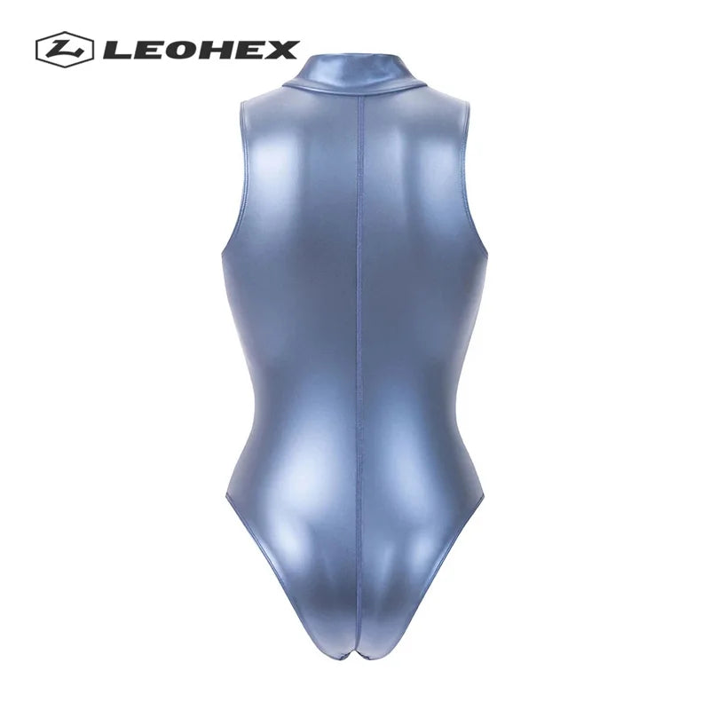 Leohex sexy opaco opaco branco body senza maniche per body ad un pezzo da bagno con costumi da bagno con costumi da bagno giapponesi