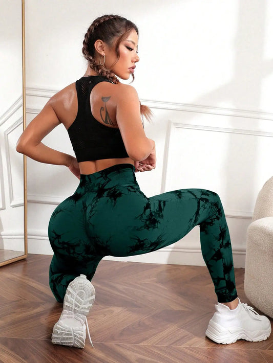 New Tie Dye Yoga Pants Sport Leggings Women Seamless High Waist Push Up Woman Tights Fitness Workout Leggins Gym Clothing