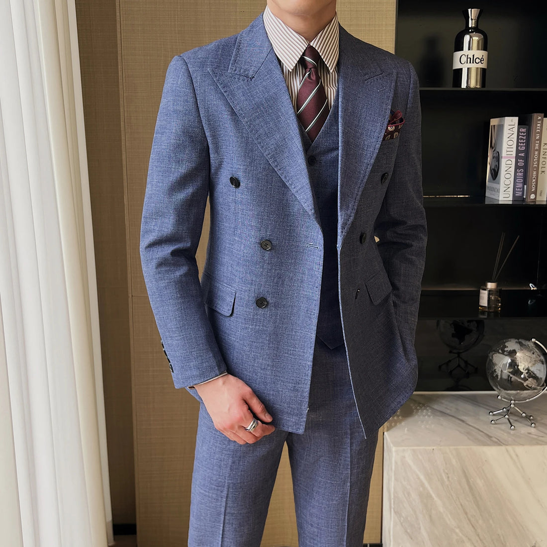 High-quality, fashionable and stylish casual suit set in three colors, a versatile men's professional suit set for spring and su
