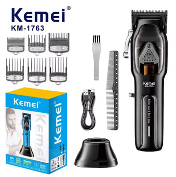 Kemei  Barber High Speed Motor 9000 RPM Electric Hair Clipper Rechargeable Professional Hair Trimmer With Charging baseKM-1763