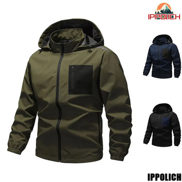 Men Hiking Jacket Autumn Outdoor Camping Sports Hooded Coat Patchwork Breathable Mountaineering Jacket Stand-up Zippered Jacket