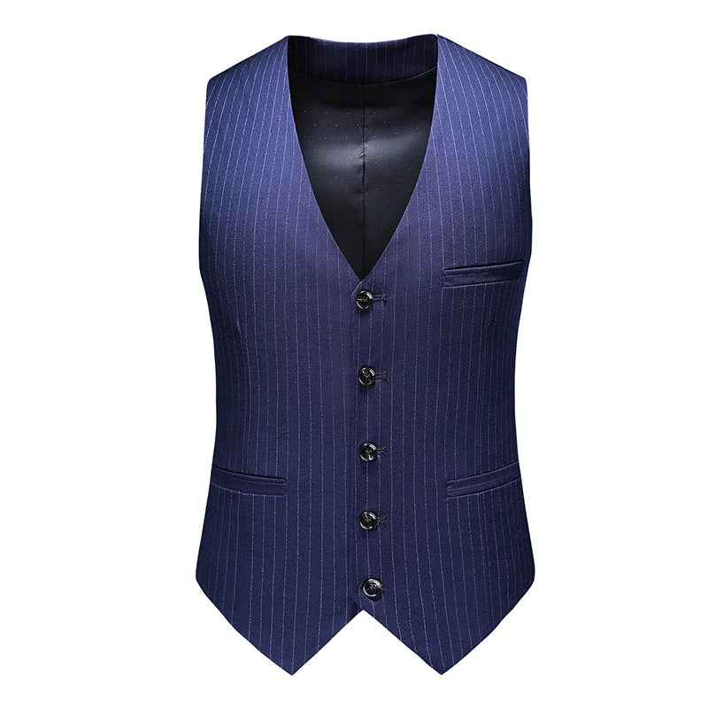 Men's Three-piece Slim Fit Wedding Suit Set - Quality Suit Vest Trousers Combo Stylish Business Casual Korean Version