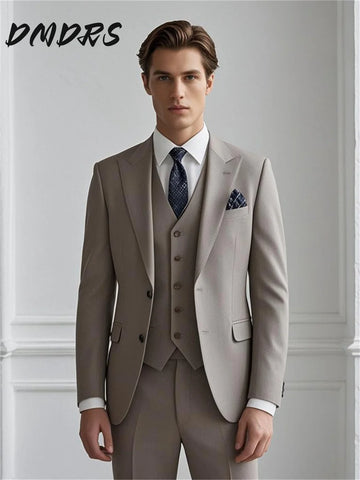 Debonair Men's Prom Suits For Wedding Party Suits Smooth Solid Elegant Single Button Suit Negotiation Suit Customized 2025