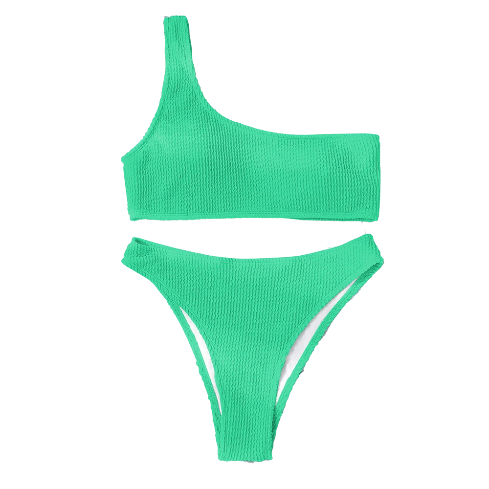 Donne Summer Wear One Showture Tested Cotton Bimbod Baming Stike Scoop Scoop 2 pezzi Scrunch Bikini Set per 2024 Ladies