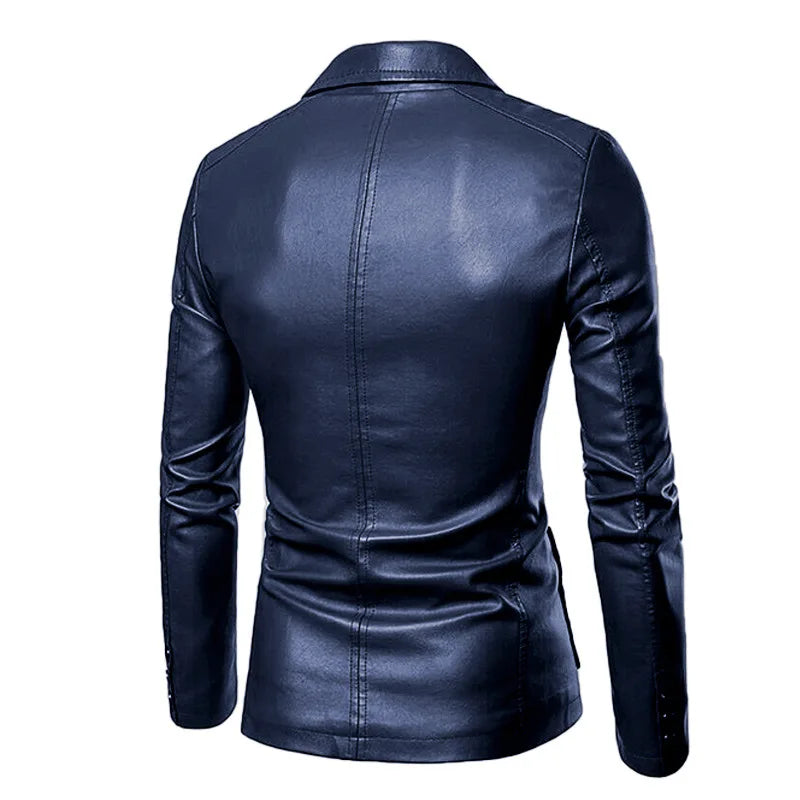Leather Slim Fit Trend Coat Korean Style Male Outerwear Streetwear Casual Jackets Men Motorcycle Leather Jacket Men Brand Blazer