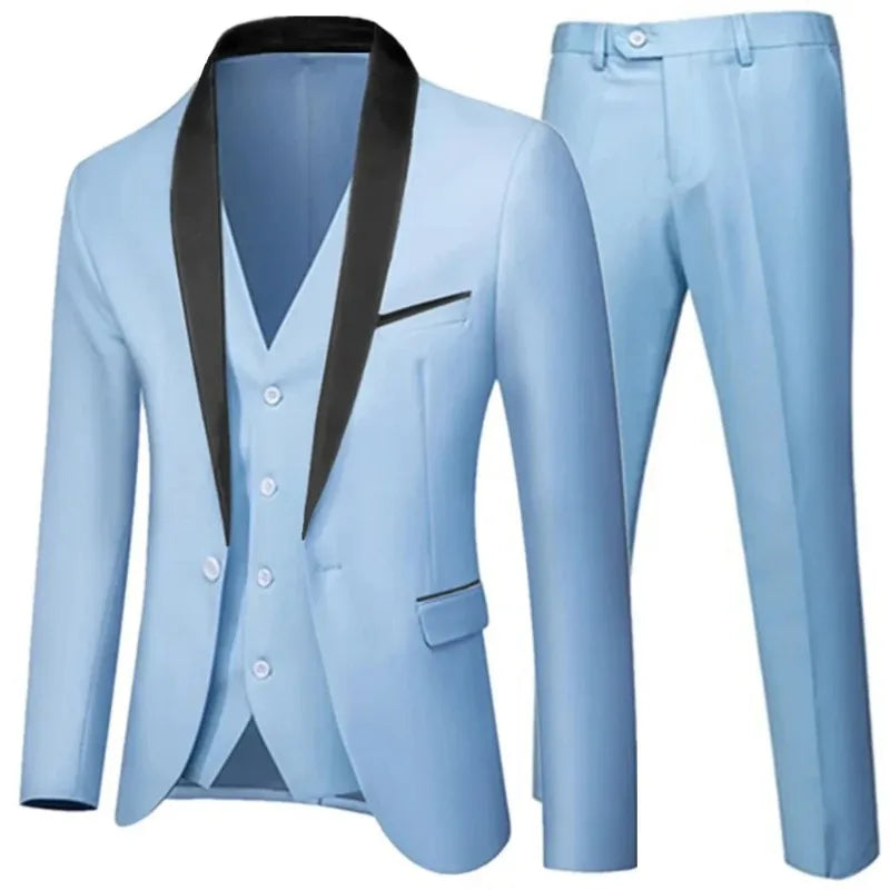 High Quality luxury Retro carving Party Dress Slim Fit Tuxedo Prom Suit Fashion white Male Groom Wedding three-piece