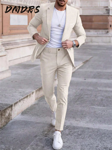 Casual Men's Suit Jacket Pants 2 Piece Formal Business Men Solid Color Suit For Groom Wedding Shawl Lapel Custom Suit Formal