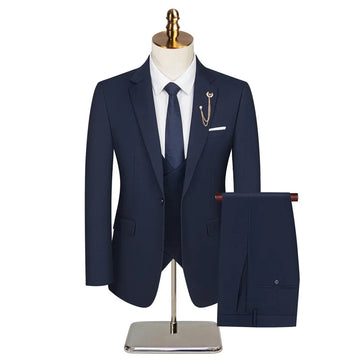 Plus Size Tailored Wedding Groomsmen Suit Three-Piece Set Interview Formal Wear Conference Professional Outfit Suits for Men